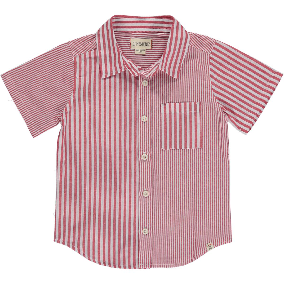 Retro Red Striped Button-Up
