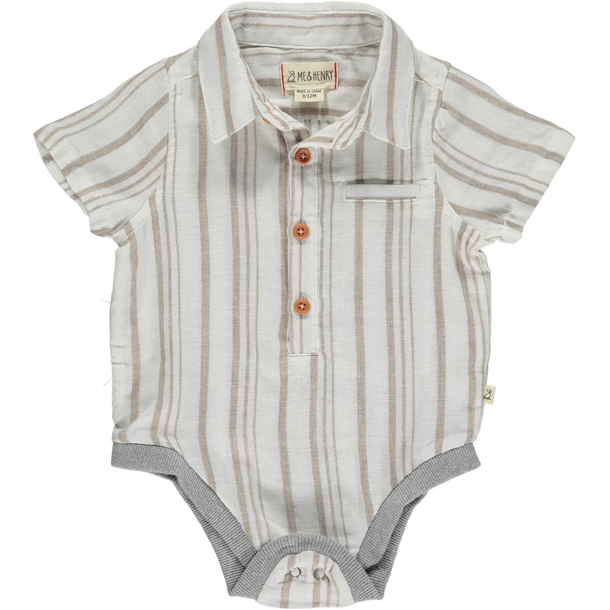 Helford Tan Button-Up Onesie