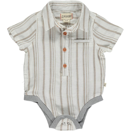 Helford Tan Button-Up Onesie