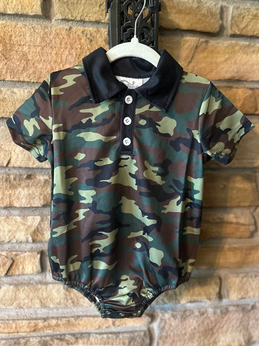 Camo Button Up Onesie