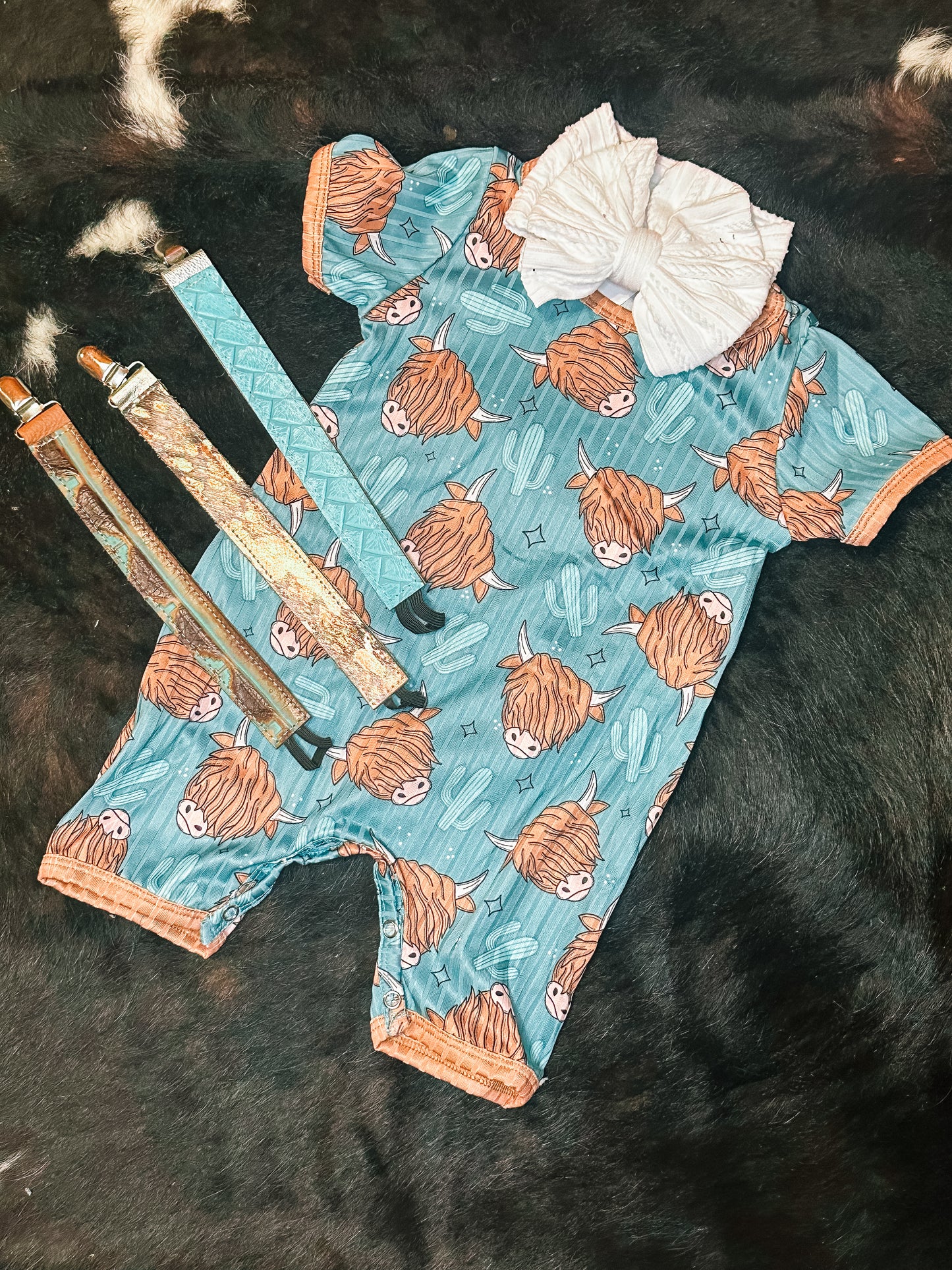 Teal Highlander Romper