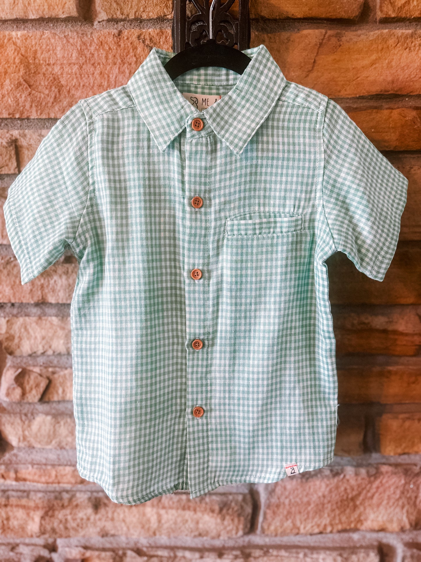 Green Plaid Button-Up