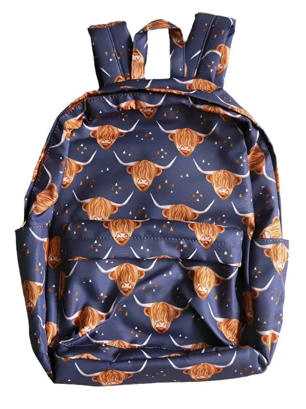 Navy Highland Cow Backpack