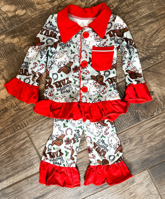 Cowboy Santa Jammies - Girl