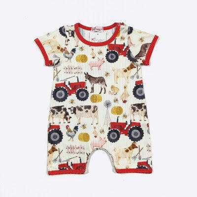 Red Tractor Romper