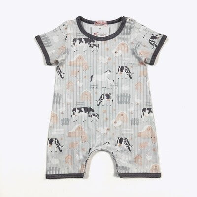 Grey Farm Animals Romper