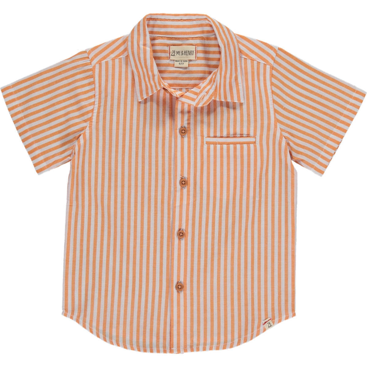 Retro Orange Striped Button-Up